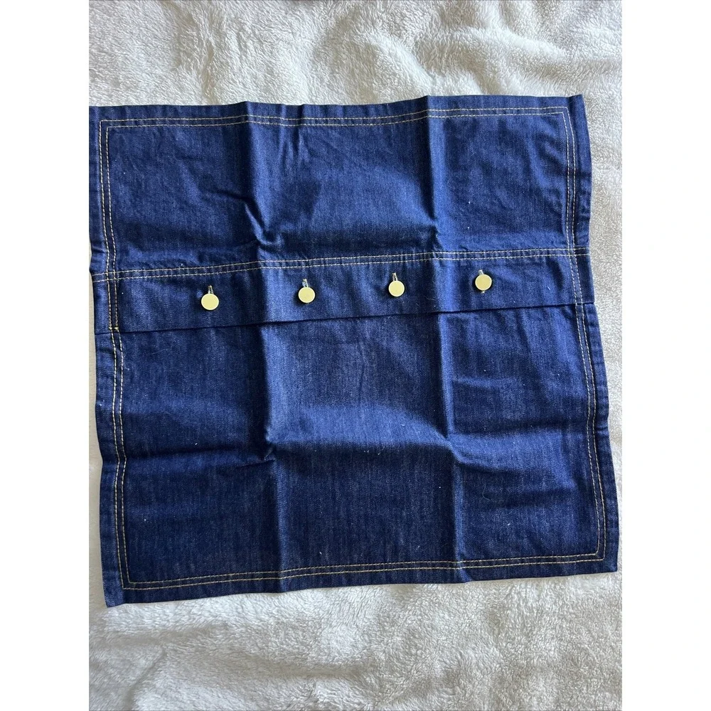 IKEA Cushion Denim Cover Brass Button 20x20